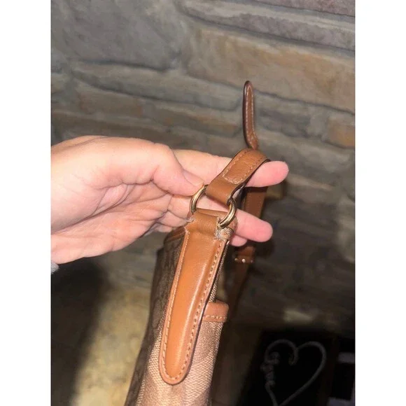 Coach F58297 Signature Zip File Crossbody Bag Purse Brown - Picture 11 of 12